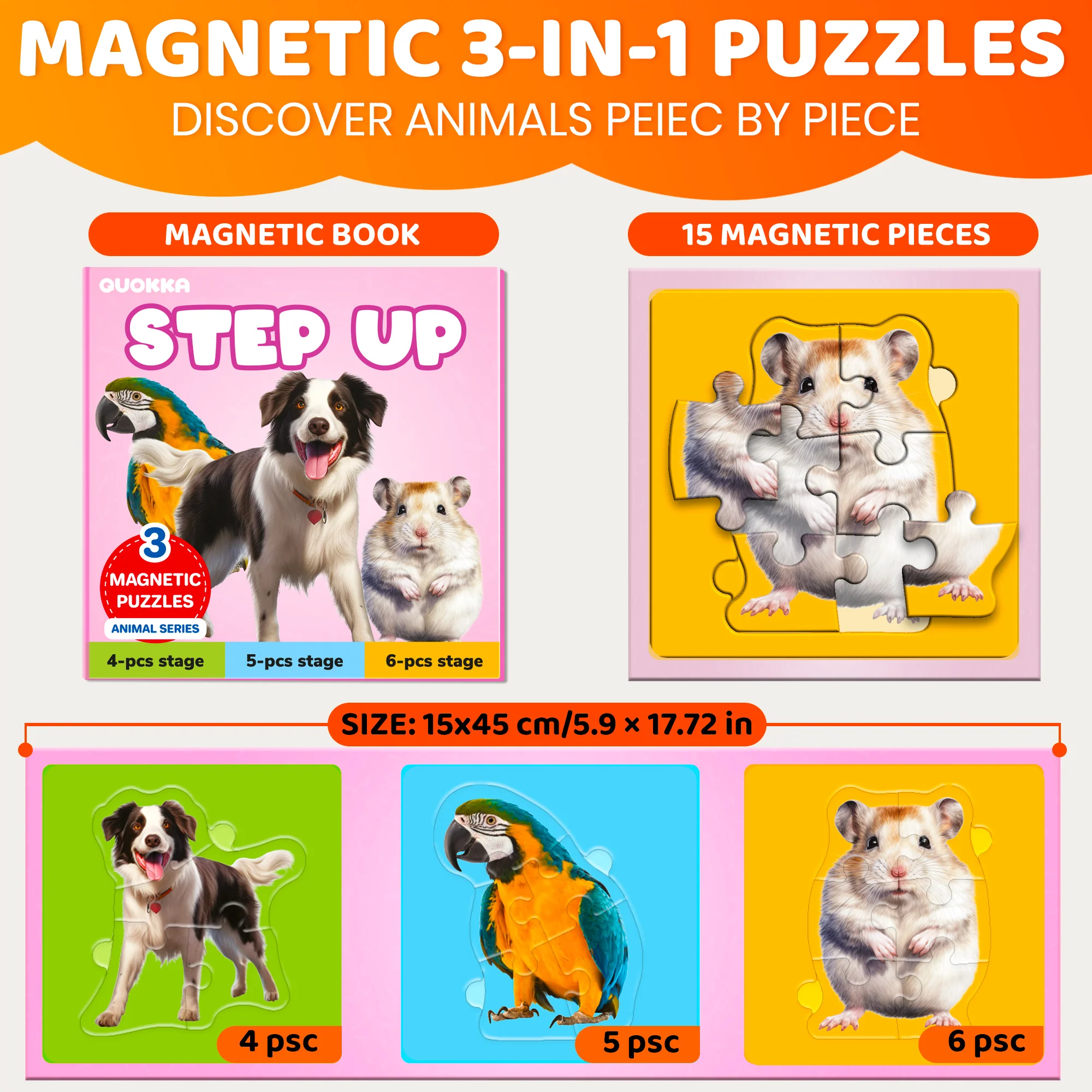Step Up Magnetic Puzzles for Toddlers - Pets - Image 2