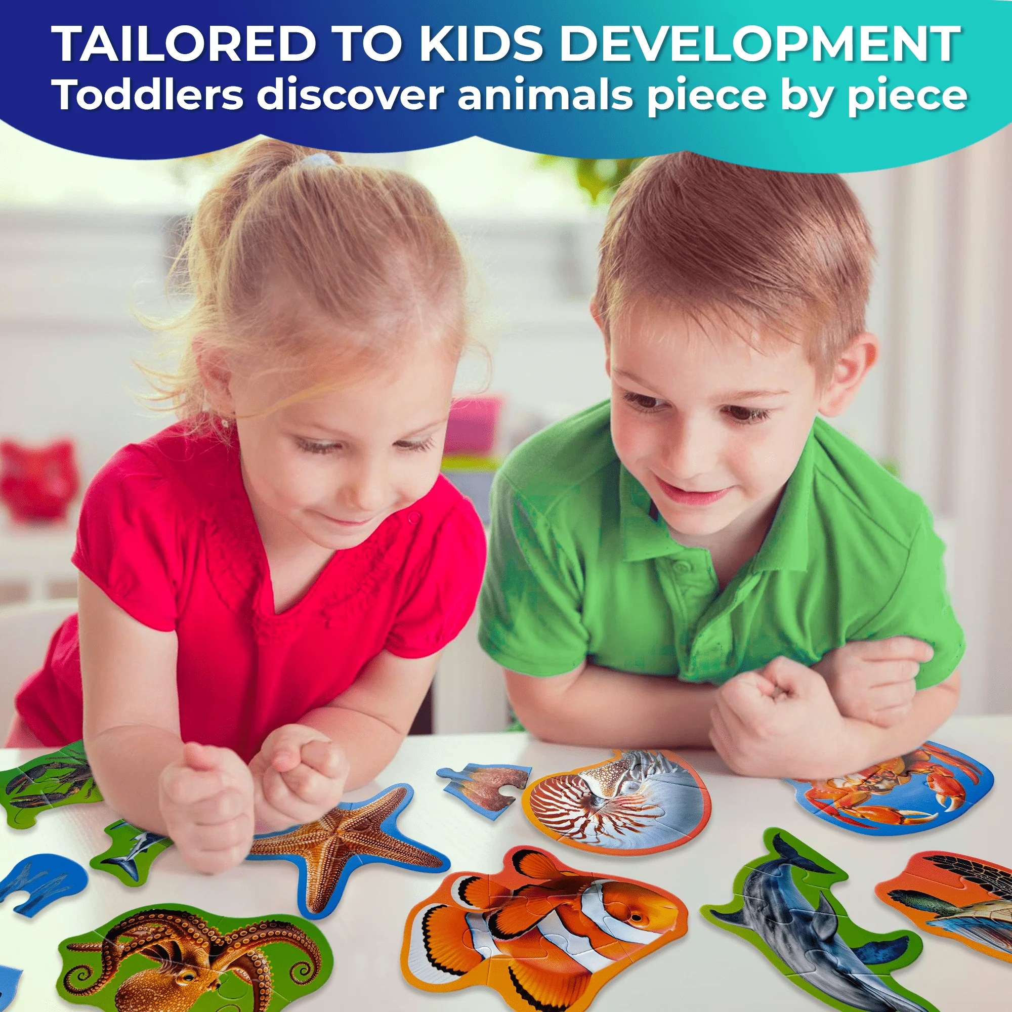 40 Piece Step Up Puzzles for Toddlers | Ocean Animals - Image 4