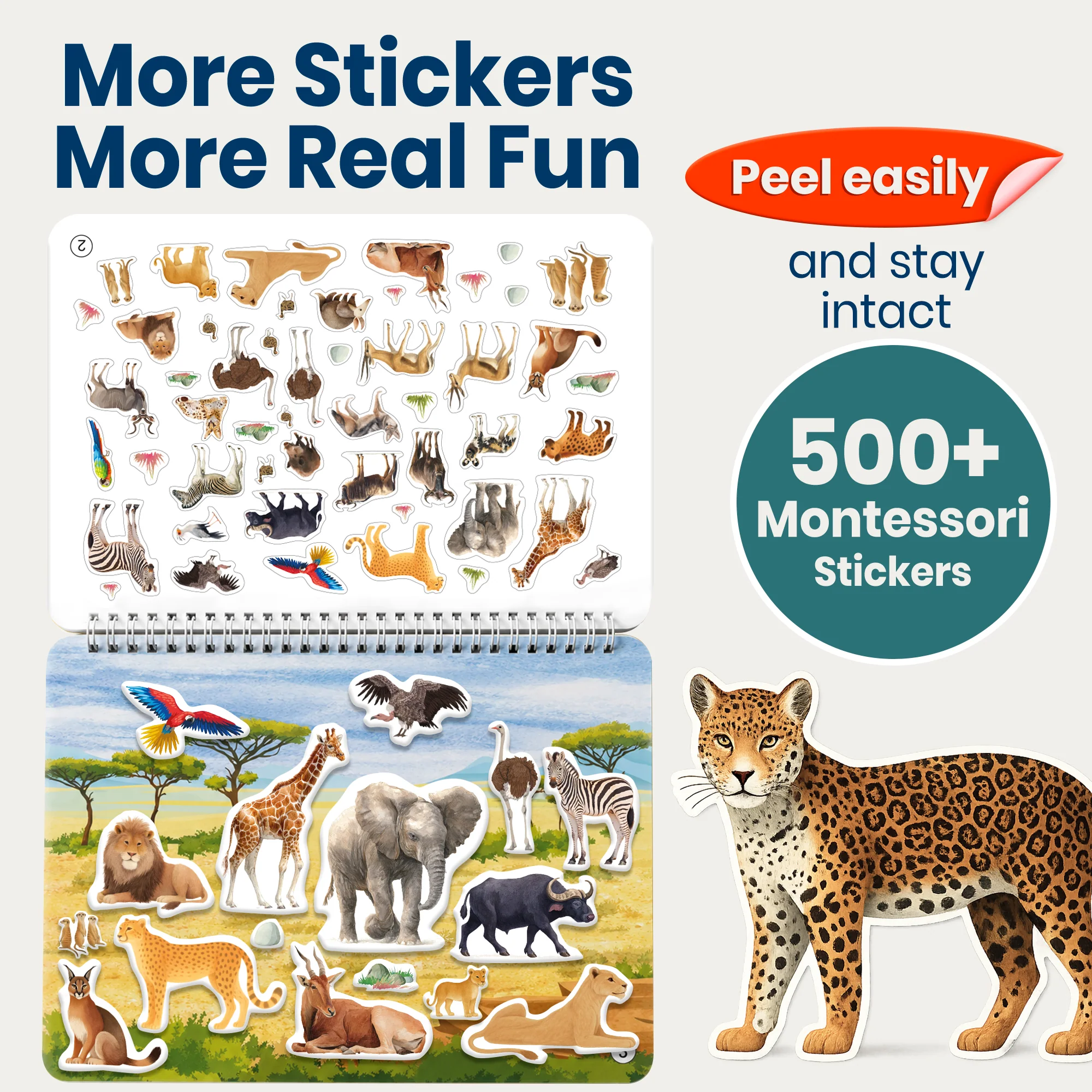 Sticker Book for Kids Realistic Animals - Draw & Stick Creative Workbook - Image 2