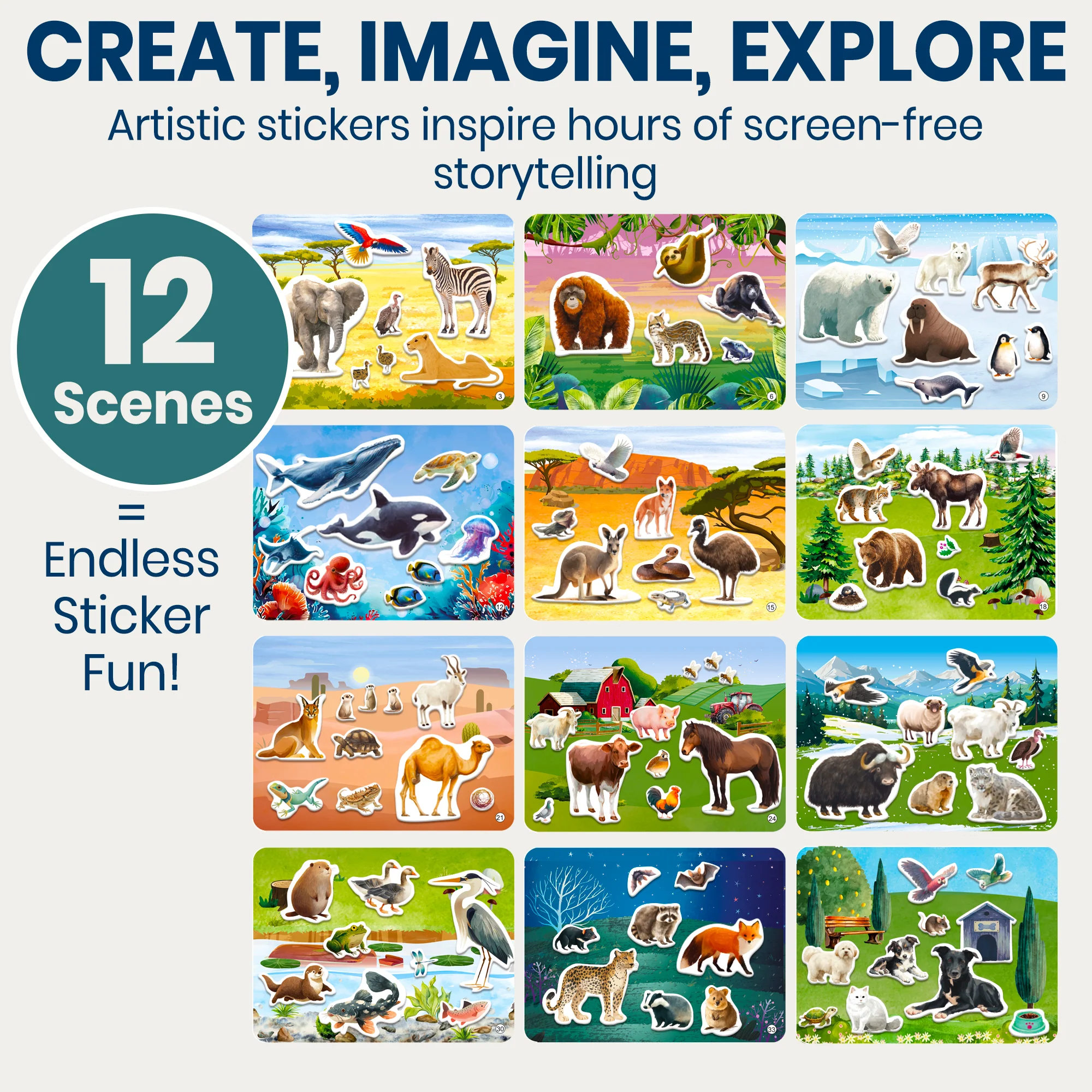 Sticker Book for Kids Realistic Animals - Draw & Stick Creative Workbook - Image 4
