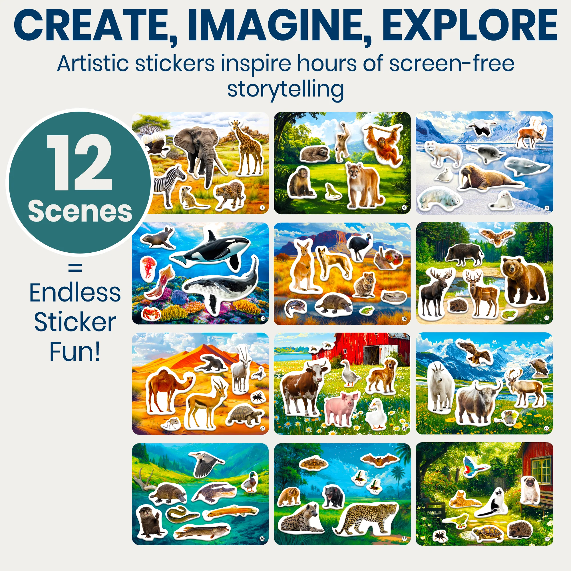 Sticker Book for Kids Wild Animals - Draw & Stick Creative Workbook - Image 4