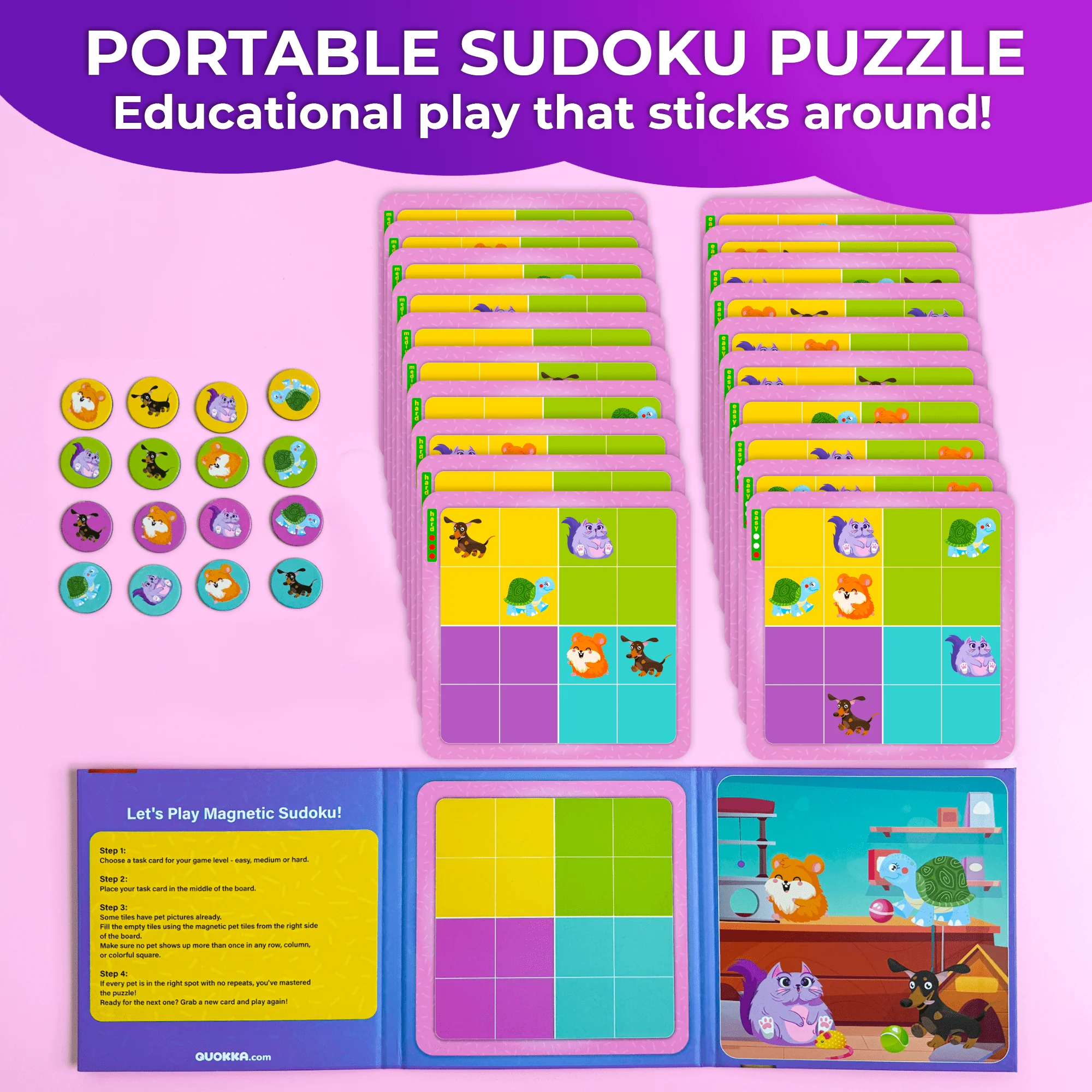 Sudoku Magnetic Puzzle Book for Kids | 20 pcs with 3 Levels - Image 2