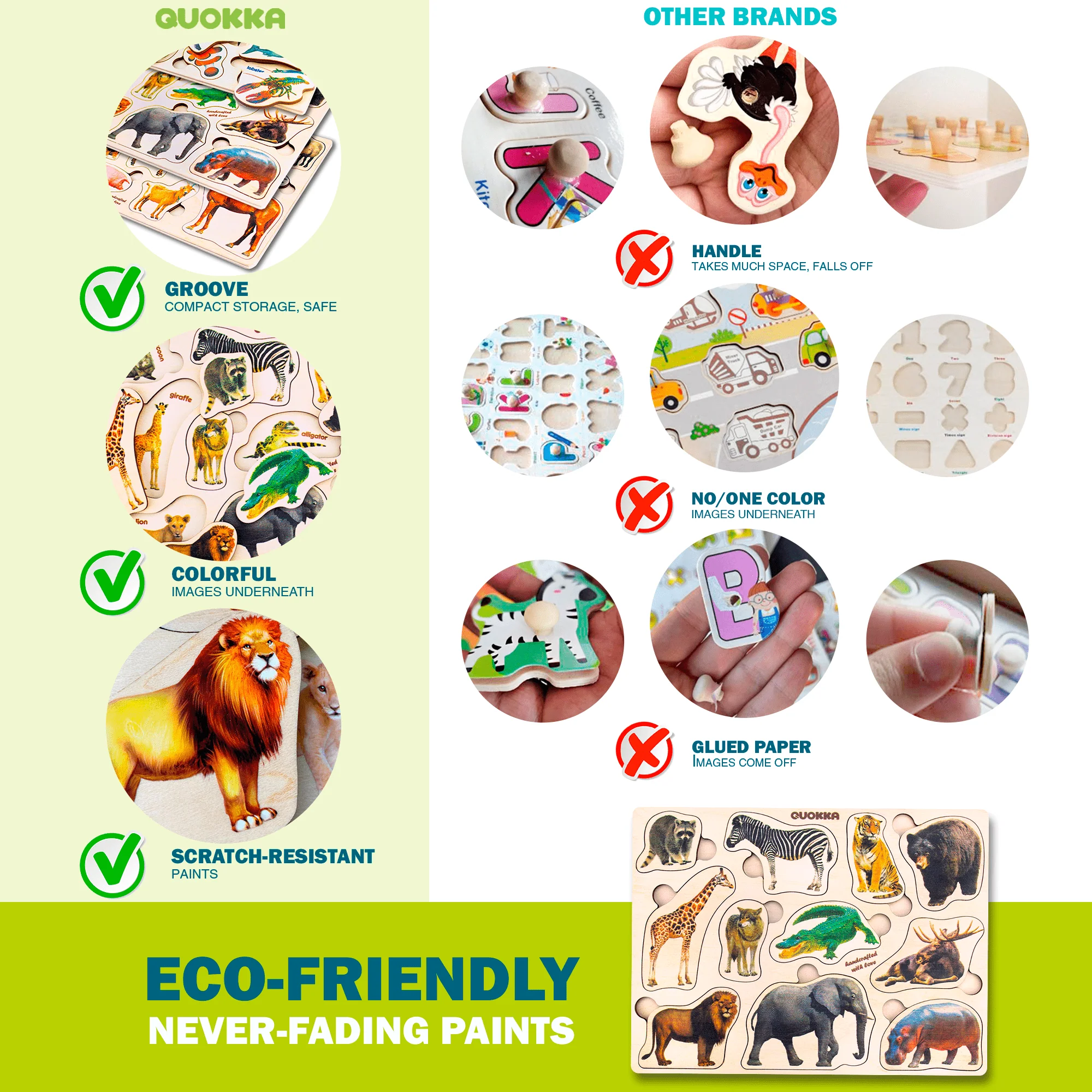 Wooden Toddler Puzzles | Realistic Animals - Image 6