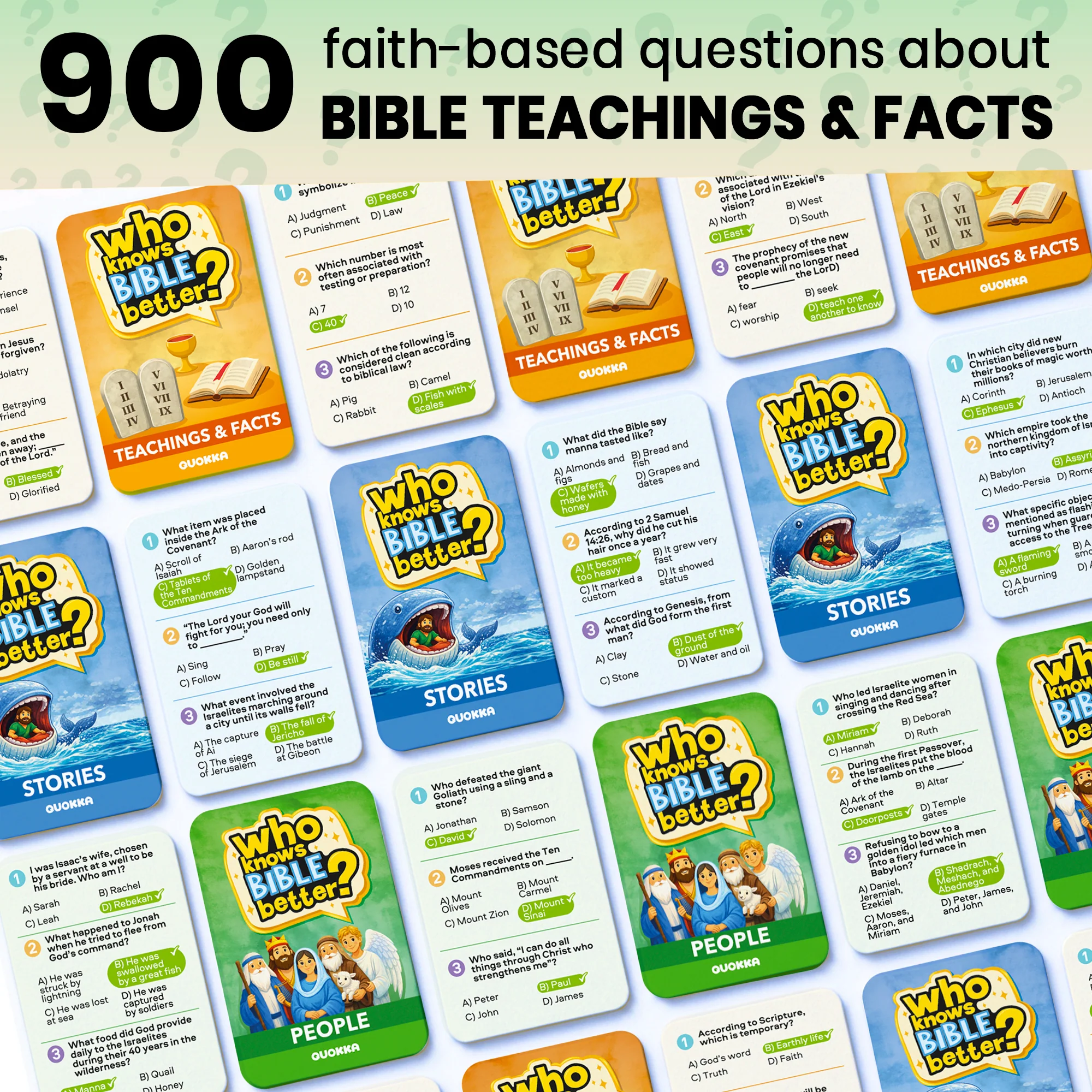Trivia Card Game - Who Knows Bible Better? 3 Set for Family - Image 2