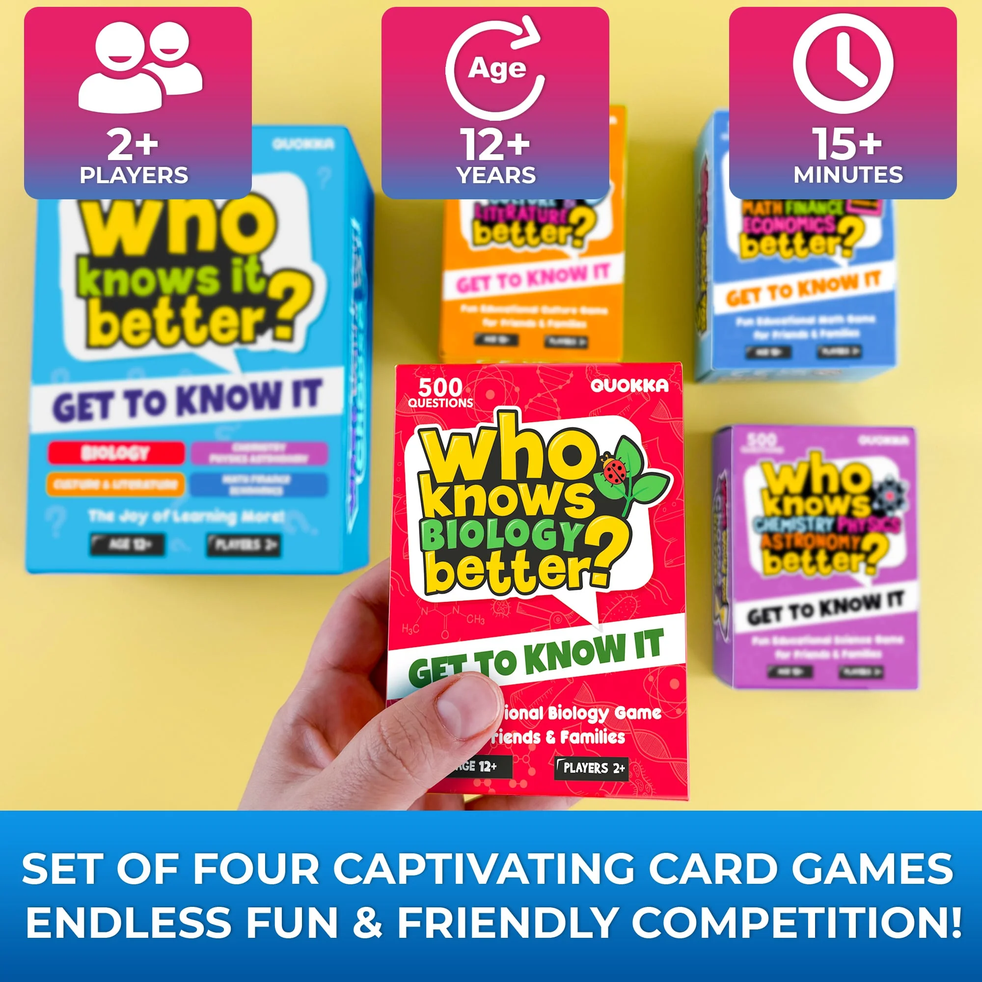 Trivia Card Game Who Knows it Better? 4 Set - Image 2