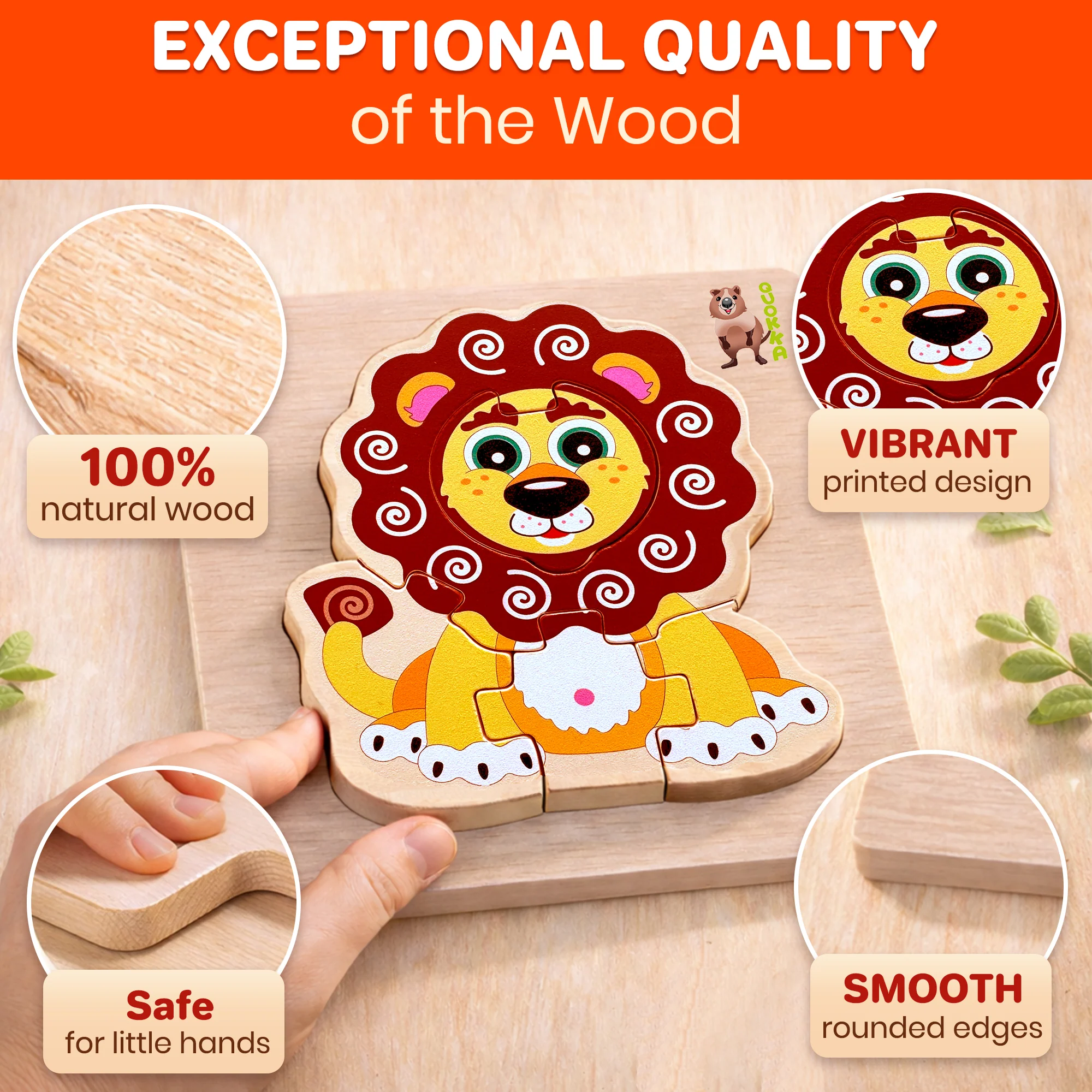 Wooden Puzzle for Toddlers Unique Shapes | Animal - Image 3