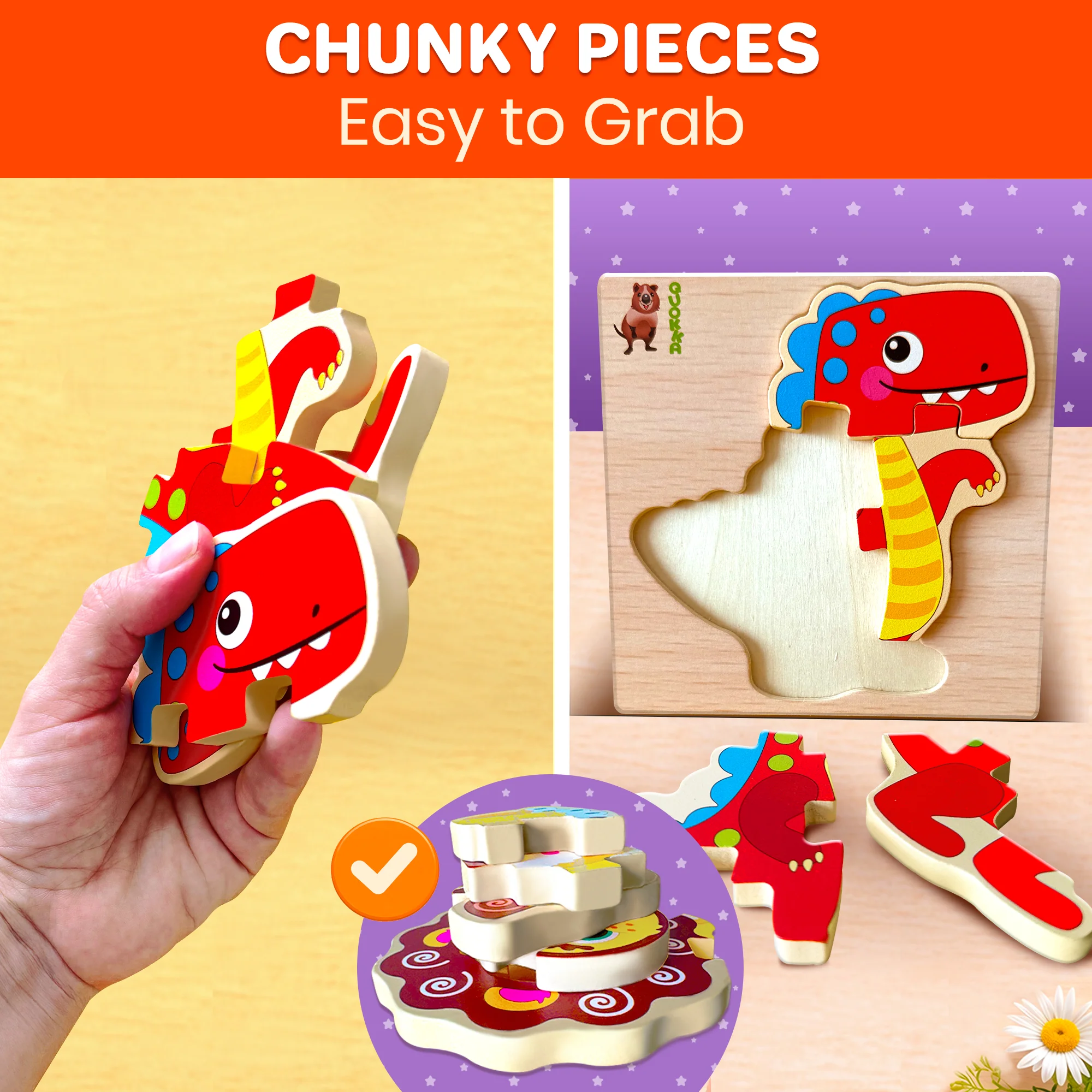 Wooden Puzzle for Toddlers Unique Shapes | Animal - Image 5