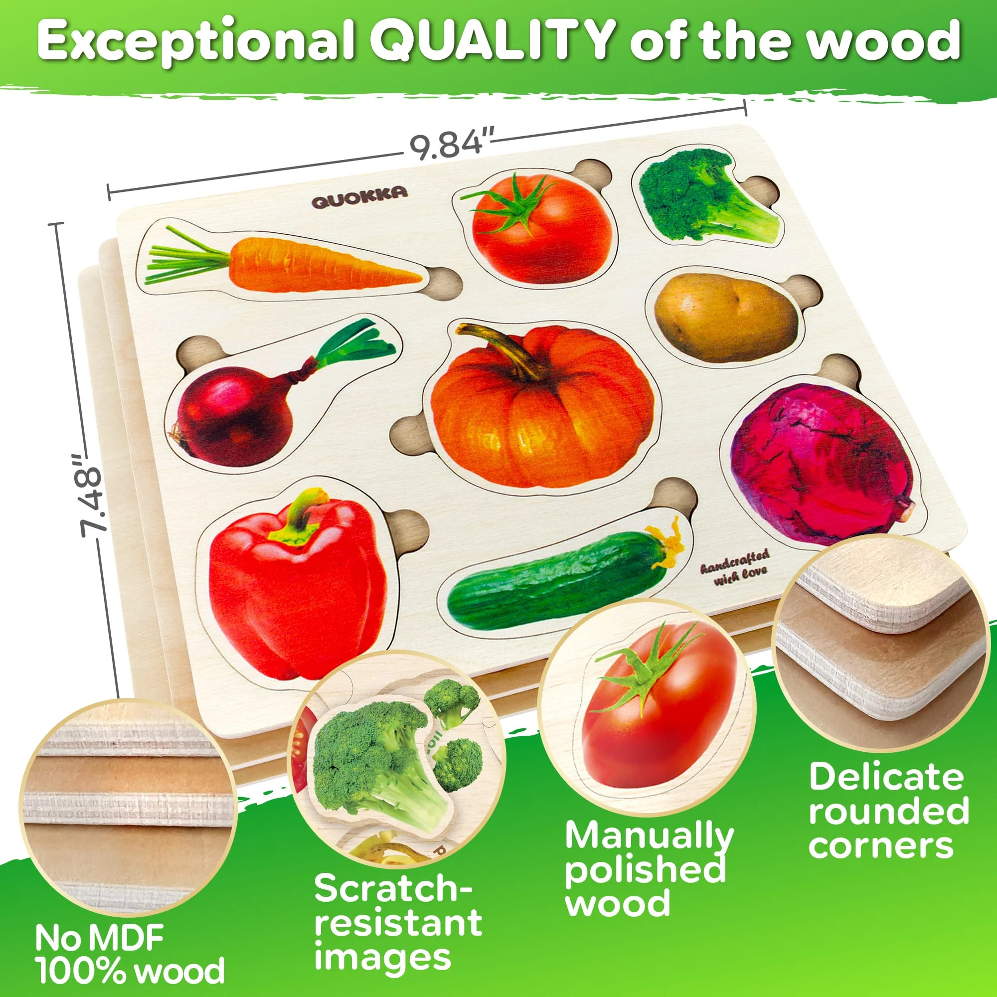 Wooden Real Puzzles for Toddlers | Fruits, Cars, Vegetables - Image 4