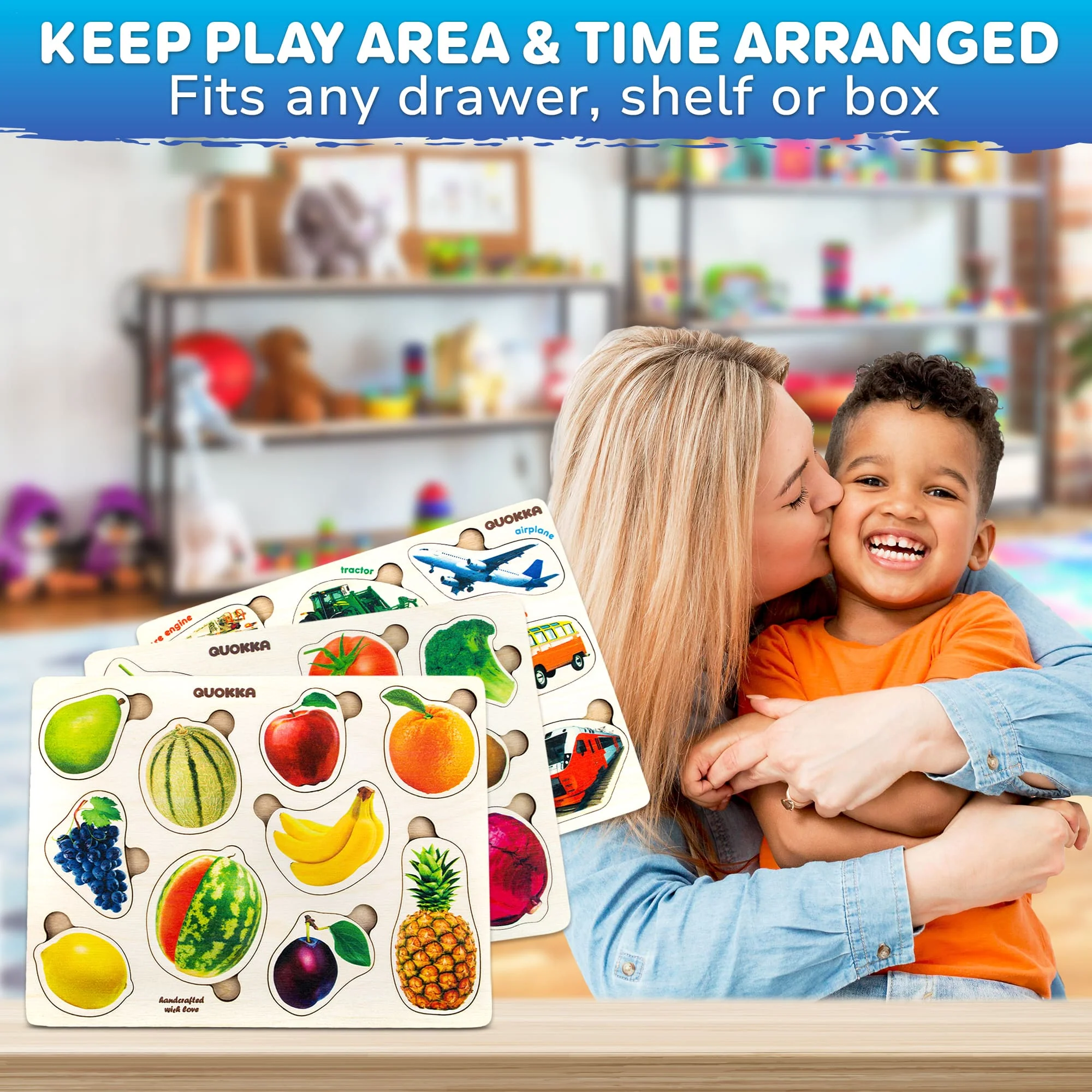 Wooden Real Puzzles for Toddlers | Fruits, Cars, Vegetables - Image 5