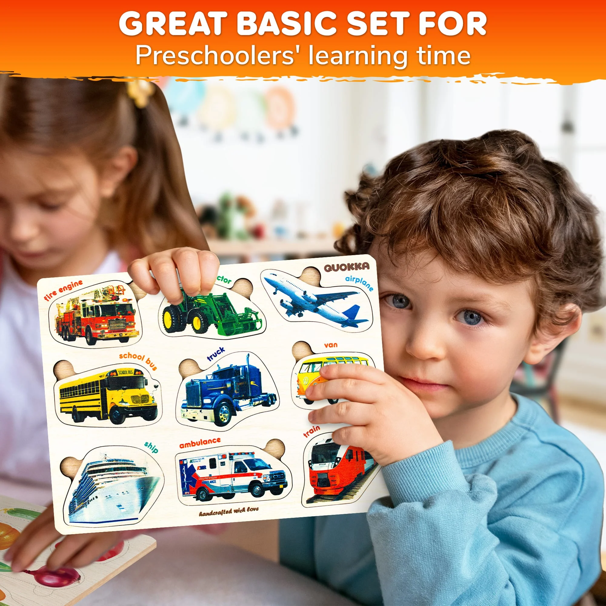Wooden Real Puzzles for Toddlers | Fruits, Cars, Vegetables - Image 6